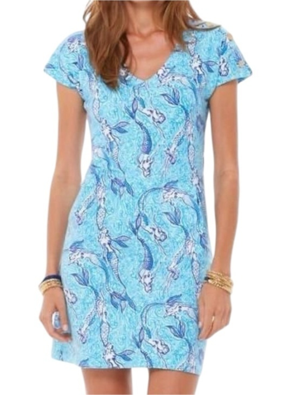 Lilly Pulitzer Women’s XS Turquoise Navy Spa Blue Nice Tail Mermaid Hayley Dress